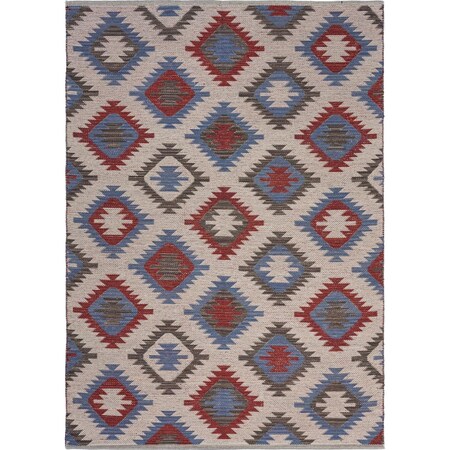 Homeroots 3 x 5 ft. Red & Blue Geometric Diamonds Area Rug 395476